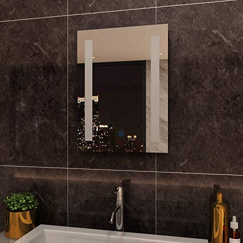 ELEGANT Wall Mounted Illuminated LED Backlit Bathroom Mirror with Lights Sensor Touch control with Demister Pad