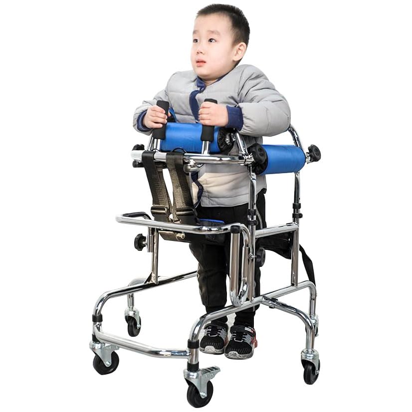 Andador de pie para niños, Andadores de 6 ruedas para niños, Altura ajustable, Ayudas para la rehabilitación de las extremidades inferiores del niño, Adecuado para niños de 90 a 130 cm