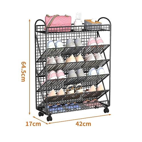Rangement chaussures fin métal à roulettes universelles pour gain de place - 3
