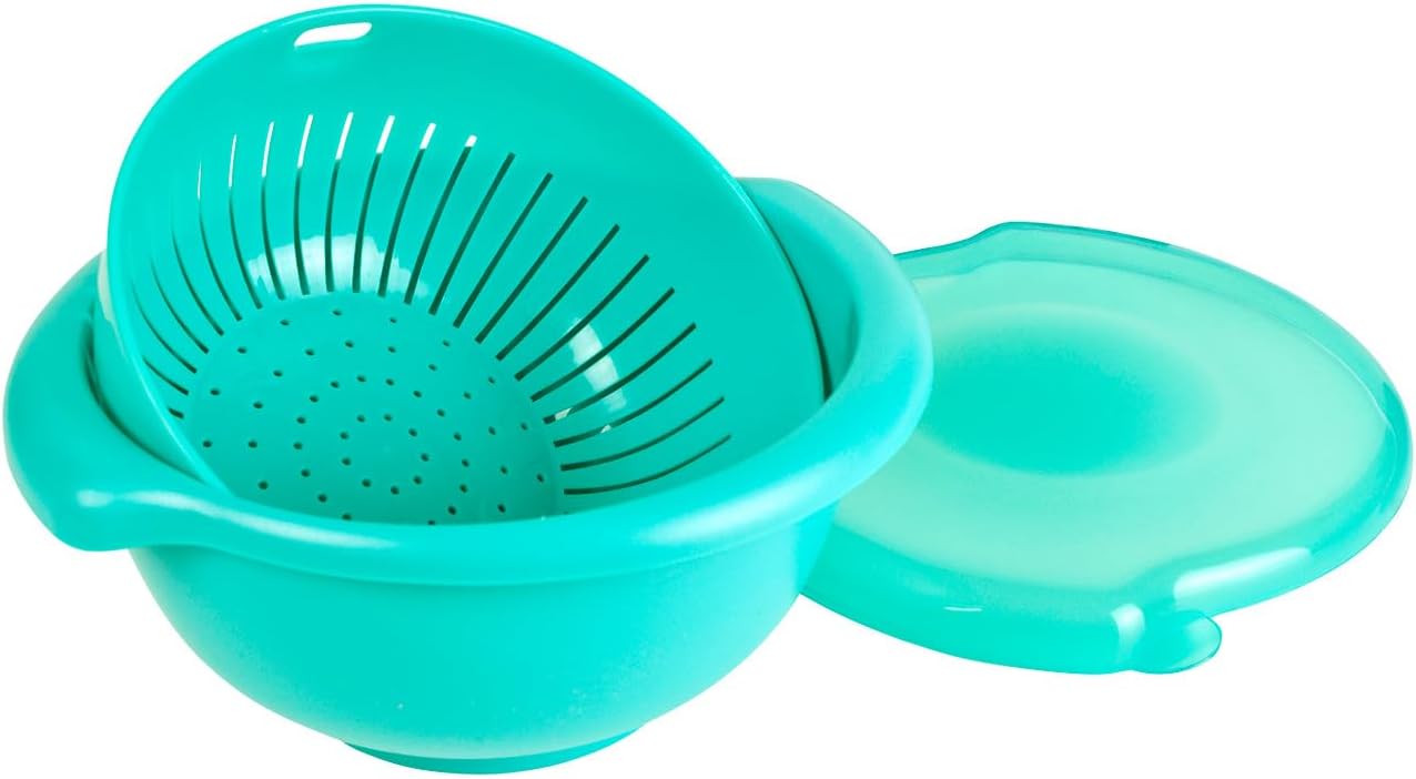Hutzler 3-in-1 Berry Bowl Keeper, Colander & Container, Keeps Berries Fresh Longer, 1 Quart Capacity (Yellow)