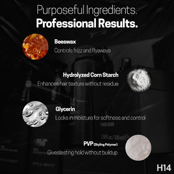 Miniatura 3 de H14 Goma de mascar de fibra para hombre, 3.38 onzas  3.4 fl oz, crema de peinado de fijación media con cera de abeja y almidón de maíz, fibra