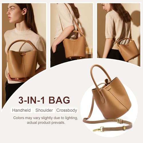 Bucket Bags for Women, Genuine Leather Crossbody Bags, Top-handle purses with an Adjustable Strap2