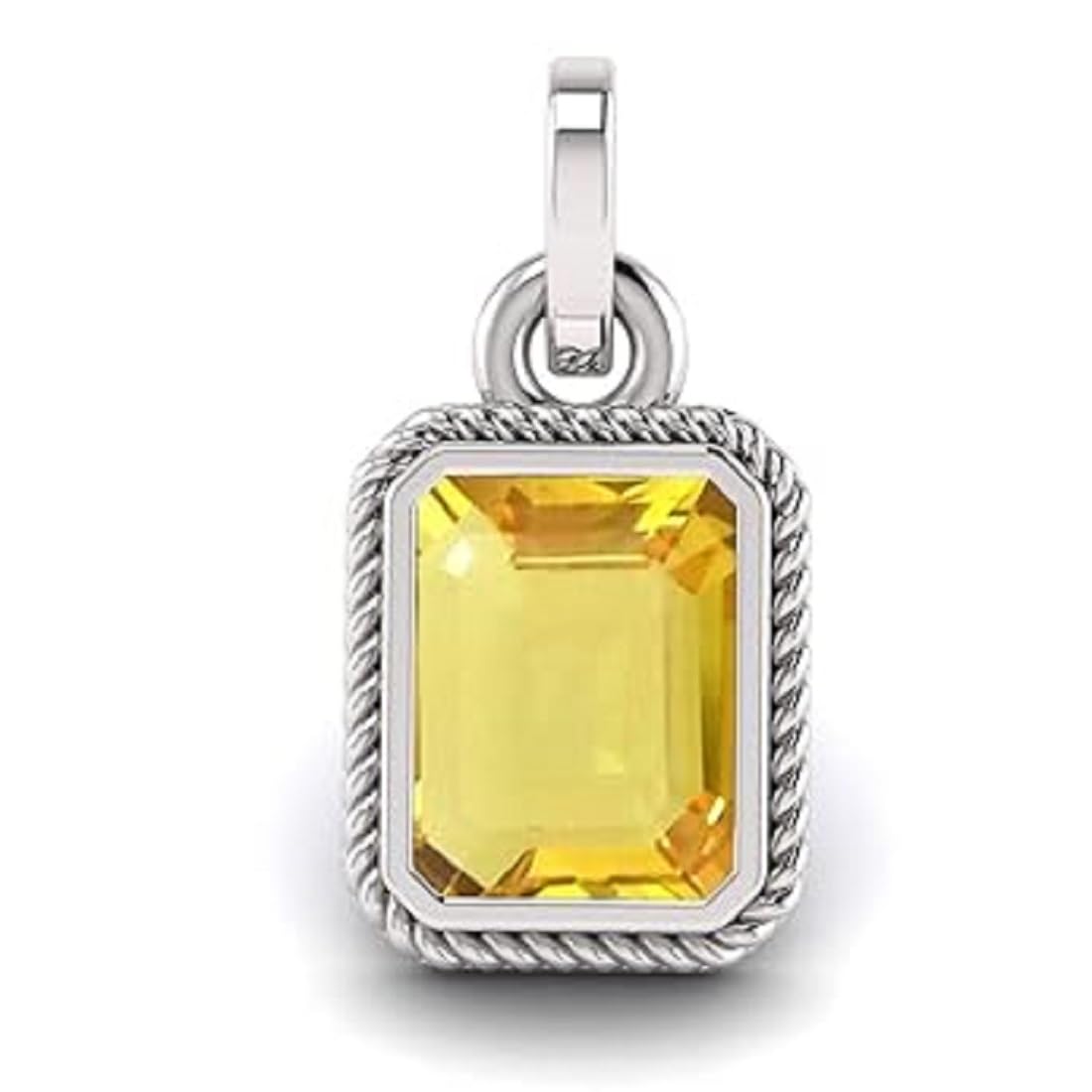 7.25 Ratti 6.00 Carat Natural Yellow Sapphire Pendant/Locket Pukhraj Stone Original AAA+ Quality Gemstone Silver Plated Pendant for Men and Women