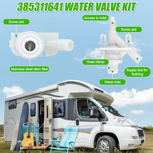 Image of Gosknor RV Toilet Valve Replacement Kit, RV Toilet Foot Flush Valve Compatible with Dometic 300 310 320 RV Toilet Parts for RV Toilets & Marine Toilet