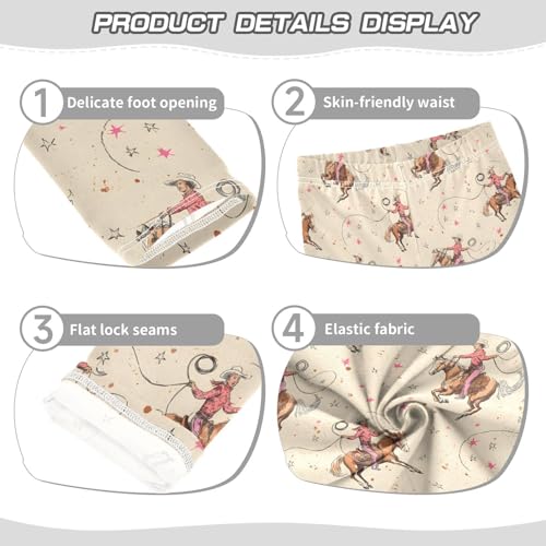 Western Cowboy Riding Girls Leggings Ultra Soft Compression Yoga Gym Pants for Kids 4-10T3
