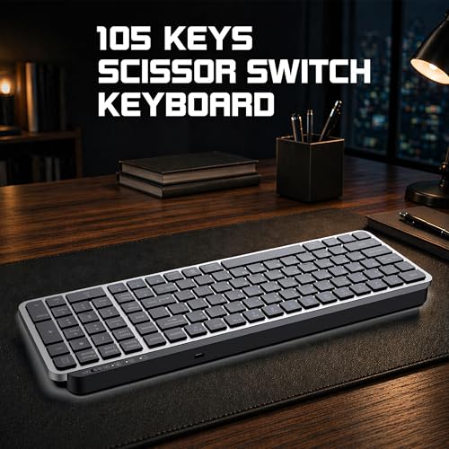 Image of Ant Master 60 Wireless Keyboard, Bluetooth 3.0 & 2.4GHz Connectivity, Silent Scissor Switch Typing Keys, Rechargeable Battery, Multi Device Support Windows Mac Android iOS, Compact Keyboard Black Grey