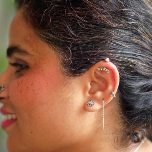 Image of Quirksmith 925 Sterling Silver Bugadi Earrings /Helix Piercing Studs with 925 Stamp And Certificate Of Authenticity /Gift for women