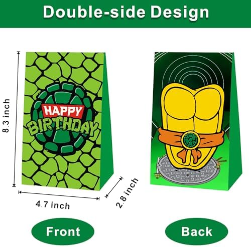 FFGJA 12pcs Cartoon For Turtles Party Gift Bags with Handles,Cartoon Birthday Party Supplies for Party Decorations. image 5