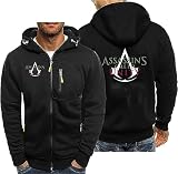 CLMETHE Sweat-shirts à fermeture éclair complète pour hommes pour Assassin Sweats à capuche Pull à capuche Pull à manches longues Vestes avec poches Manteaux de sport athlétique,B-XL