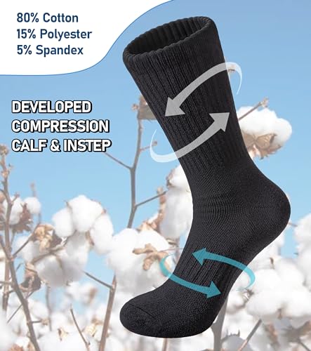 FNOVCO Women's Hiking Walking Running Crew Socks Thick Cushioned Athletic Compression Socks 5 Pairs3