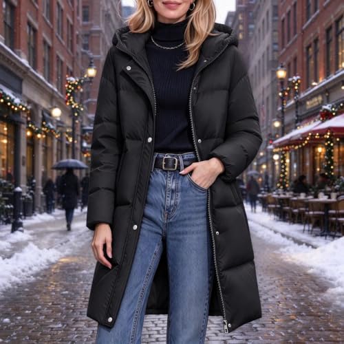 Long Puffer Coat Women 2026 Winter Warm Oversized Quilted Jacket with Hood - image 2