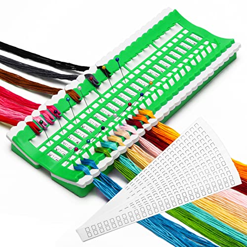 Image of Luxiv 50 Position Embroidery Floss Organizer, Thread Shelf with 15P Card | 50 Position Thread Holder And 15 Replaceable Cards, For Embroidery Floss, Needles, Cross Stitch And Sewing Projects