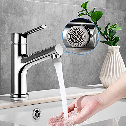 Robinet d'évier monotrou extractible 2 modes jet pour salle de bain - 2