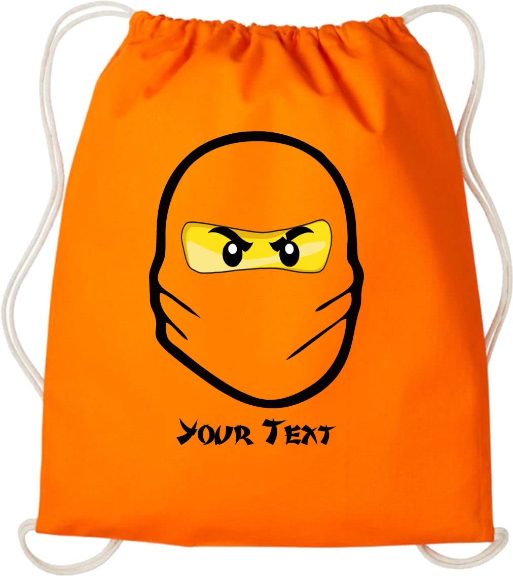 Personalised Ninja Disguise Backpack Your Custom Name Or Text Funny Birthday Gift Ninja Lovers Unisex Gift Rucksack Drawstring Bag (Orange)