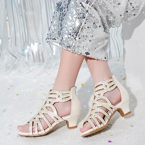 Image of LAURMOSA Little Girls Sandals High Heels Formal Shoes Open Toe Pump Sandals Glitter Party Wedding Shoes for Big Kids Toddler