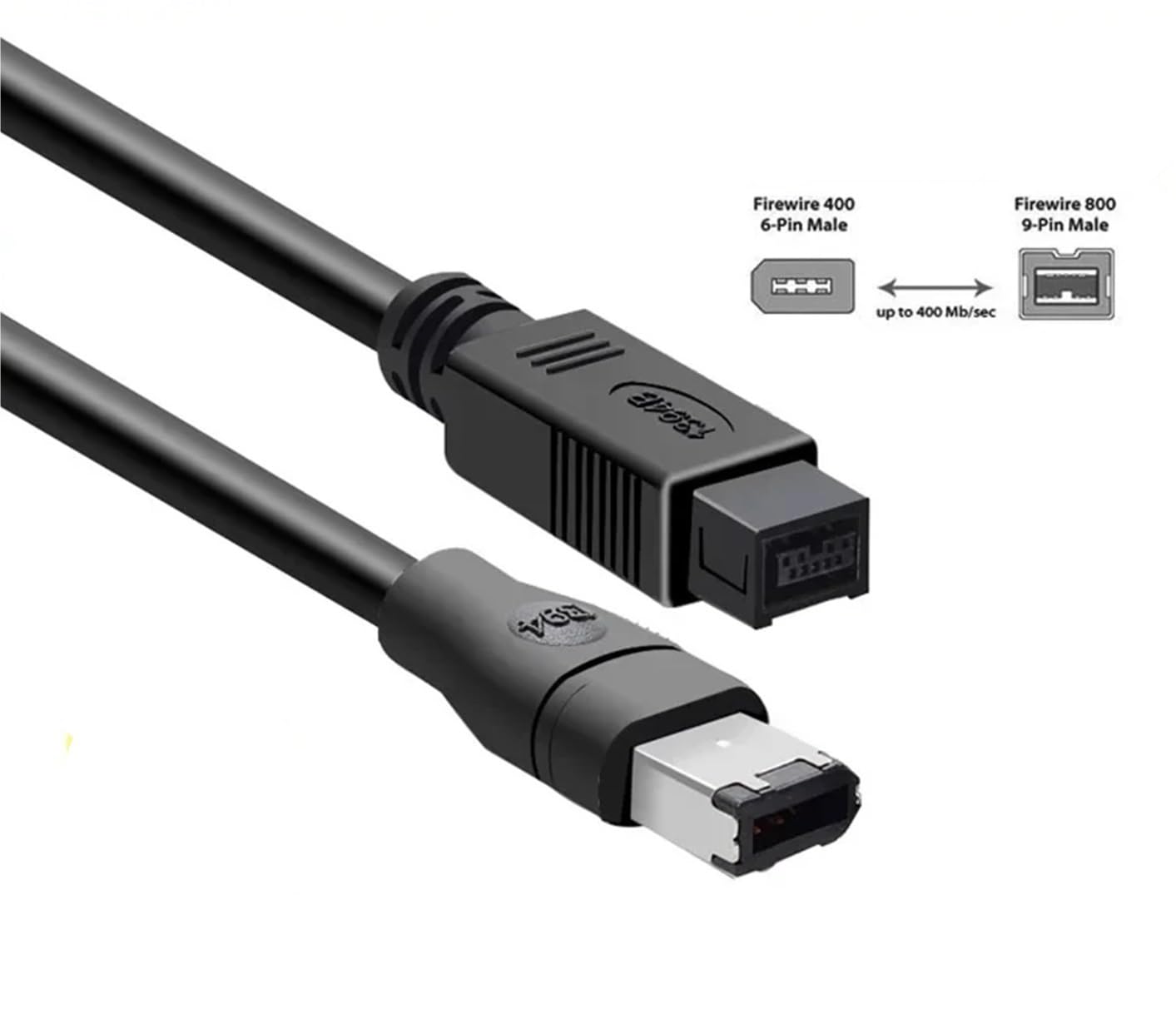 Câble de données IEEE1394 6 vers 9P FireWire 800 à 400 A A Double blindage anti-interférences 2 m Périphérique d'ordinateur (3 m, 9 broches à 9 broches)