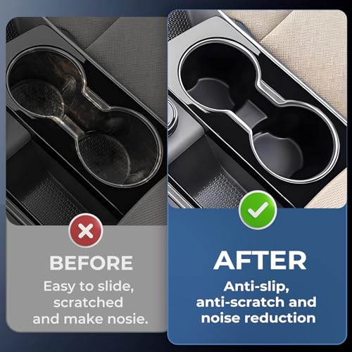 Image of Center Console Cup Holder Inserts for Chevrolet Equinox 2026 2025 (Not for EV), Interior Accessories TPE Car Cup Holders Covers Protector for Chevy Equinox 2025-2026, Black
