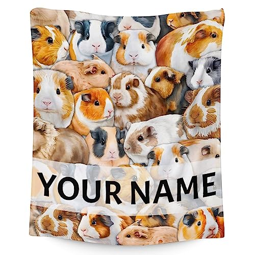 Personalized Guinea Pig Blanket Gifts with Name - 40x50 Inches Cute Throw for Girls & Boys - Brown Soft Fuzzy Blankets for Bed, Couch & Living Room
