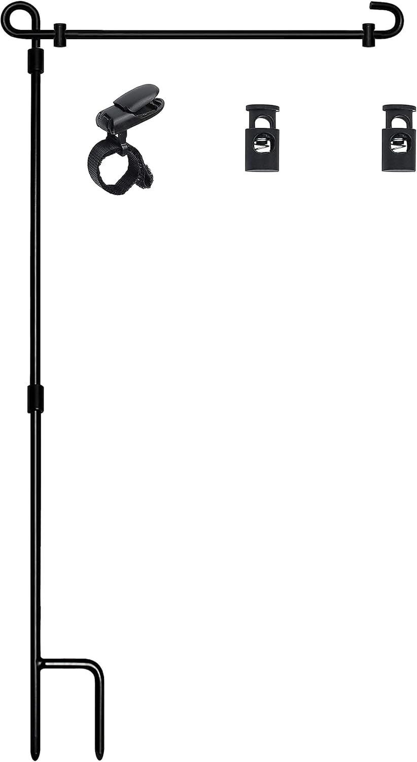 Garden Flag Stand With Rainbow Flag, Premium Garden Flag Pole Holder Metal Powder-Coated Weather-Proof Paint with one Tiger Clip and two Spring Stoppers without flag