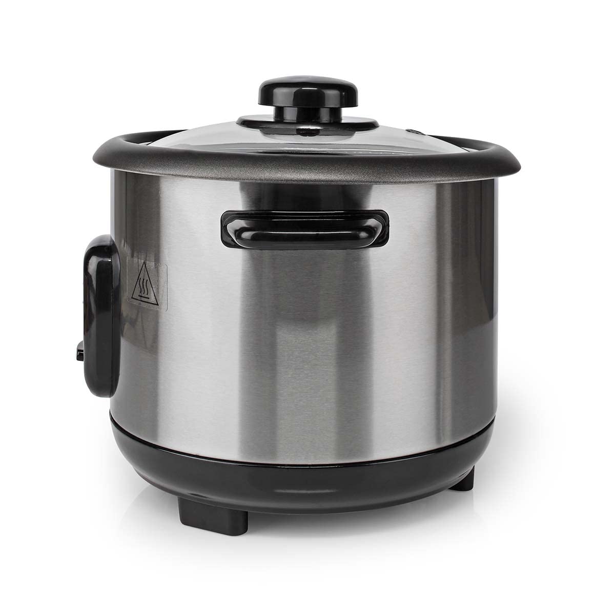 Nedis - Cuiseur à riz - Revêtement anti-adhésif - Bol amovible - Arrêt automatique - Acier inoxydable - Bol intérieur amovible - Jusqu'à 5 portions de riz - 400 W - 1,0 L - Argent
