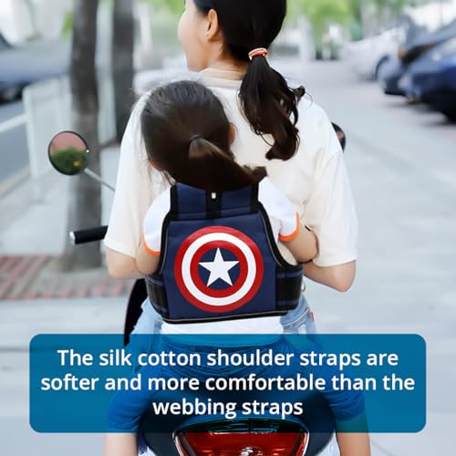 Image of Tony Stark Kids Safety Belt for Two Wheeler with Reflective Strips, Portable Seat Belt Children Motorcycle Harness for Motorcycle Bike, Adjustable Safety Harness for Boys Girls (Star Blaze)