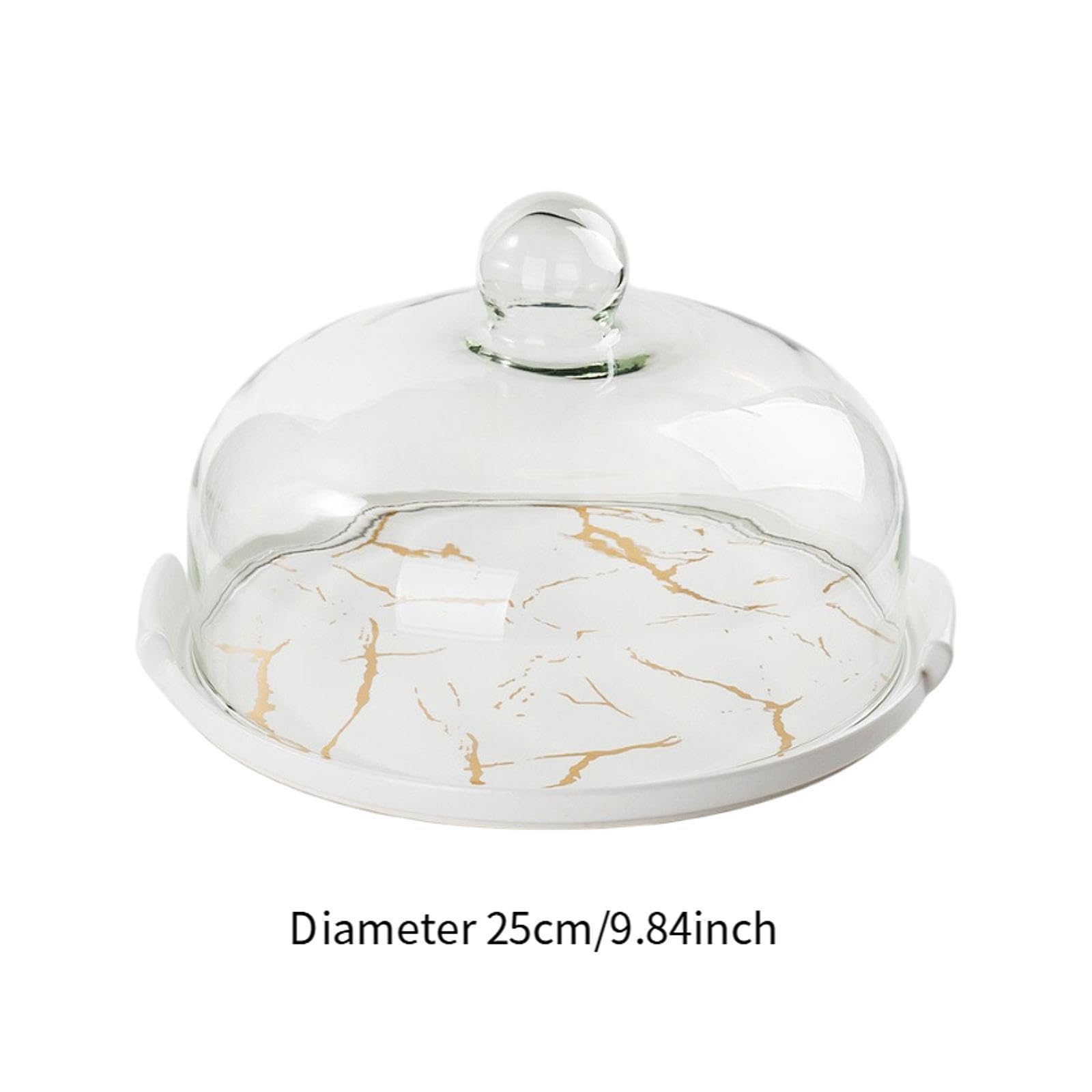 Alzata per Torta in Ceramica, Vassoio Rotondo per Torta con Coperchio, Elegante Piatto Da Esposizione per Dessert, Bianco
