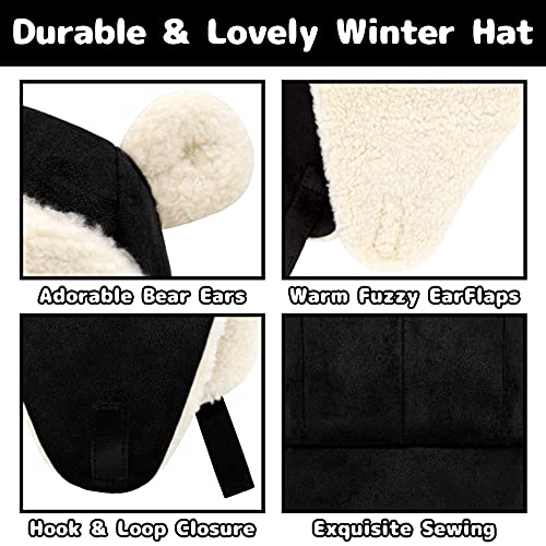 Olreco Baby Hats 0-6 Months Infant Winter Hat Boy Baby Boy Hats Baby Winter Hat With Ear Flaps Infant Hat Baby Beanie Bear Hat Black #TOP3