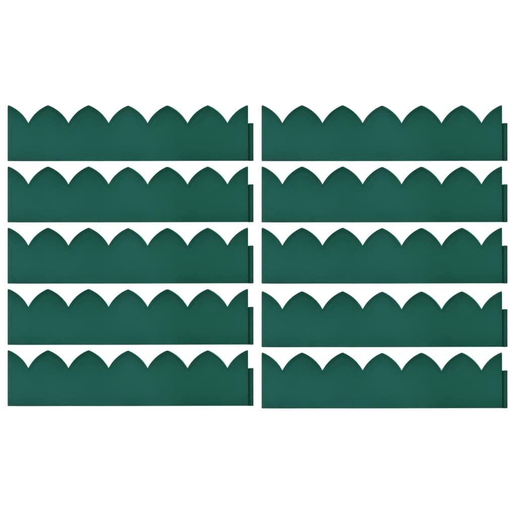 Lot de 10 bordures de pelouse, vertes, 65 x 15 cm, en polypropylène, robuste, pour pelouse et parterre de fleurs, résistante aux UV, élément d'aménagement paysager résistant aux intempéries
