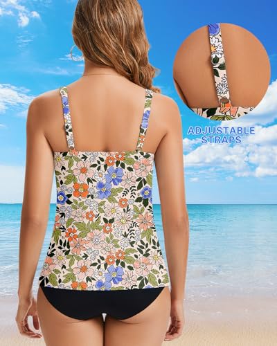 WOWENY Tankini Tops for Women Flowy Sleeveless V Neck Bathing Suits Modest Swimsuit Top No Bottom2