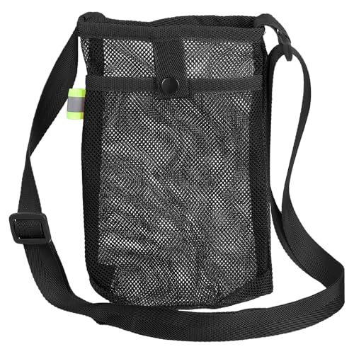 QUARKZMAN Portabotellas con Correa Ajustable Portabotellas Bolsa de Transporte de Botellas de Agua con Malla Bandolera Portabotellas con Bolsillo para Deportes Senderismo Caminar, Negro