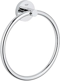 GROHE Essentials – Handtuchring (Metall, verdeckte Befestigung, zum bohren oder kleben), chrom, 40365001
