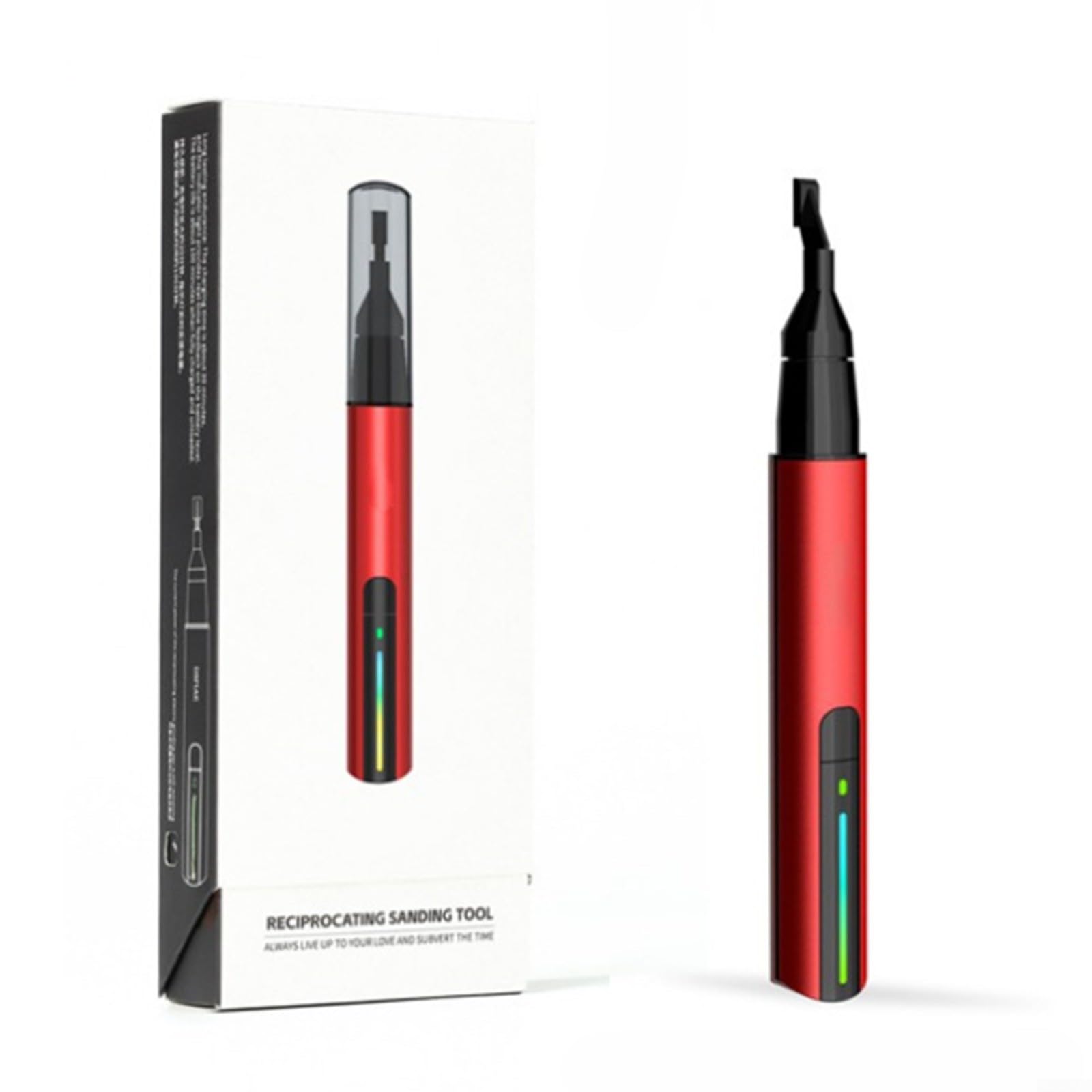 Set di levigatrici a movimento alternativo per MINI, penna abrasiva elettrica a 3 velocità con 8 punte in nylon per intaglio del legno argilla fai da te lucidatura rettifica rossa nera