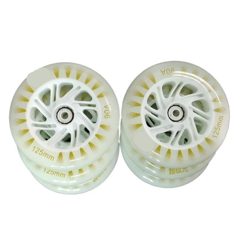 Clignotant Quad Roller 90A 125mm * 24mm roues de patinage de vitesse en ligne haute luminosité Flash brillance colle pneu de patinage 125 roue de vitesse 6 pièces/ensemble Skate Wheels(Colorful Bearin