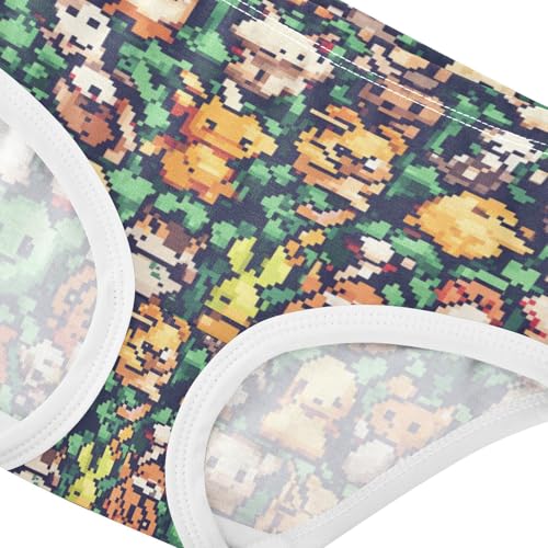 ZZKKO Cartoon Animals Pixel Style Girls Underwear Toddler Panties for Girls Comfort Brief Size 2-8T3