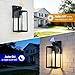 SHINE HAI Dusk to Dawn Sensor Outdoor Wall Sconce, Exterior Porch Lantern Fixture with E26 Socket & Glass Shade, Waterproof Wall Mount Lighting for Patio Front Door Entryway