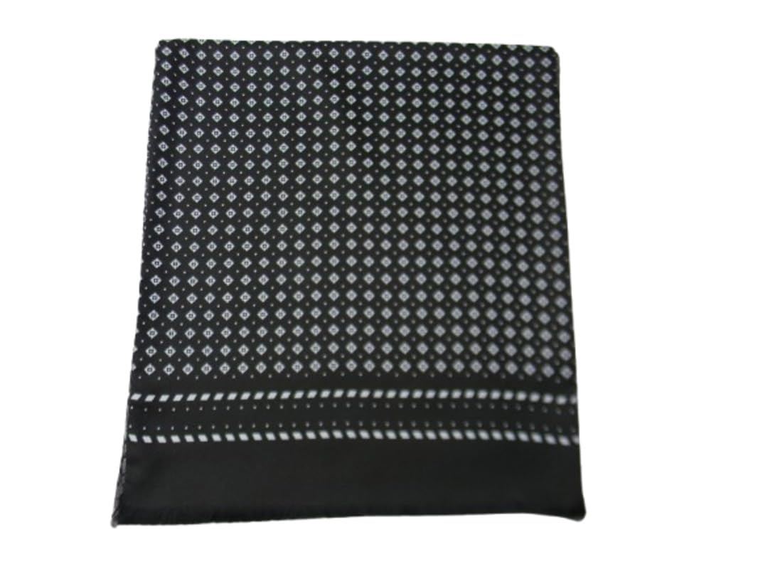 Avantgarde Sciarpa double seta lana nera uomo silk wool scarf doppia disegni bianchi grigi colore nero fantasia 2