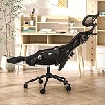 CYKOV Ergonomic Office Chair with Footrest - Adjustable Lumbar Support & Headrest, 90-160° Reclining Mesh Back Computer Chair - Home Office/Gaming, 330lbs Capacity