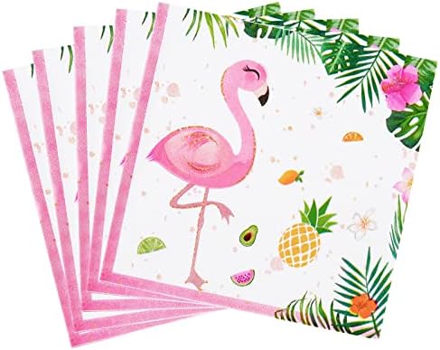 Tovaglioli Flamingo Paradise 33x33 Cm - Confezione Da 20 Pezzi, 3 Strati, Turchese E Rosa, Con Bordo Sbalzato - 5