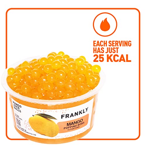 FRANKLY Popping Boba Bosbes, pot van 450gr - Fruitparels voor Bubble Tea, Yoghurt, Taarten en Snoep (Mango, 450g) - Image 4