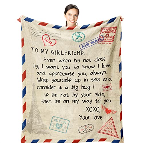 Wisegem Gifts for Girlfriend 60'x50' Blanket -Girlfriend Christmas Birthday Gifts for Women - Coolest Romantic Gift for Gf Valentine - Girlfriend Anniversary Presents - Cool Girlfriend Gift Ideas