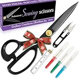 Best Sewing Scissors - Leather Craft Scissors - Comfortable Heavy Duty Handles & Ultra Sharp Shears Blades - Great 4 Quilting, Fabric, Tailors & Dressmakers, Tape Measure, Thread Snips, 3 Seam Rippers