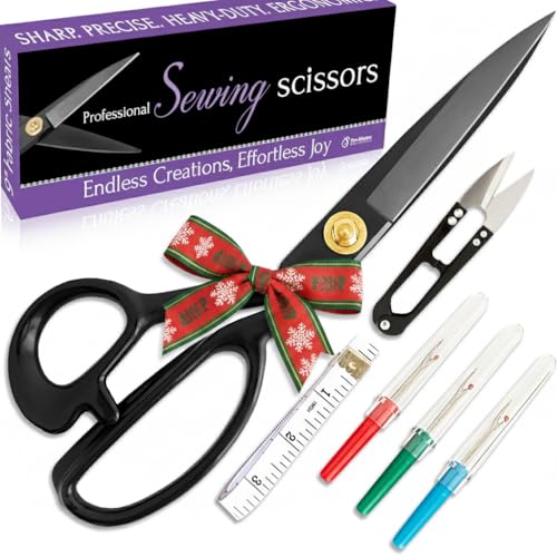 Professional 9 Inch Sewing Scissors for Fabric Cutting - Ultra Sharp, Heavy Duty Fabric Shears for Smooth, Precise Cuts on All Fabrics and Leather, for Tailors, Dressmakers, Crafters, and Artists