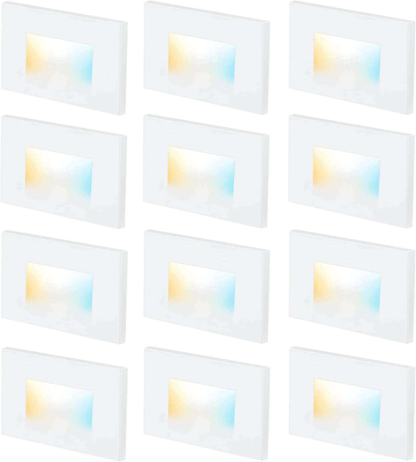 CLOUDY BAY 3 Color 120V Dimmable LED Indoor Outdoor Step Light,3000K/4000K/5000K 3W 100lm Stair Light,White Finish,12 Pack - - 