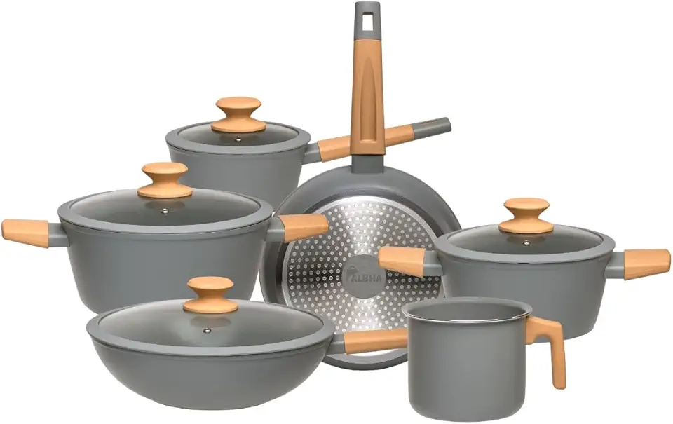 Jogo De Panelas Antiaderente Revestimento Cerâmico 4,5mm 6 Peças Elara Soft Ceram (Granito)