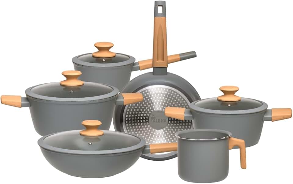 Jogo De Panelas Antiaderente Revestimento Cerâmico 4,5mm 6 Peças Elara Soft Ceram (Granito)