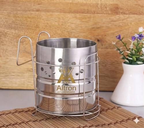 Image of ALTRON Stainless Steel Cutlery Holder for Kitchen Countertop, Self Draining Utensil Organizer Stand for Spoon Fork Knife, Kitchen Utensil Holder & Cutlery Storage Rack