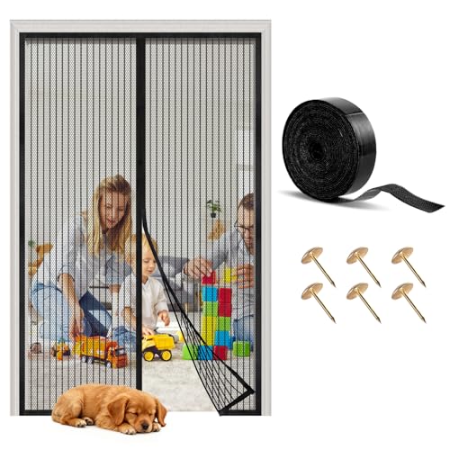 Magnetic Screen Door,Screen Door Mesh,Heavy Duty Curtain Keeps Bugs Out, Pet and Kid Friendly,Fit for Home and Patio,Front Doors,Sliding Doors