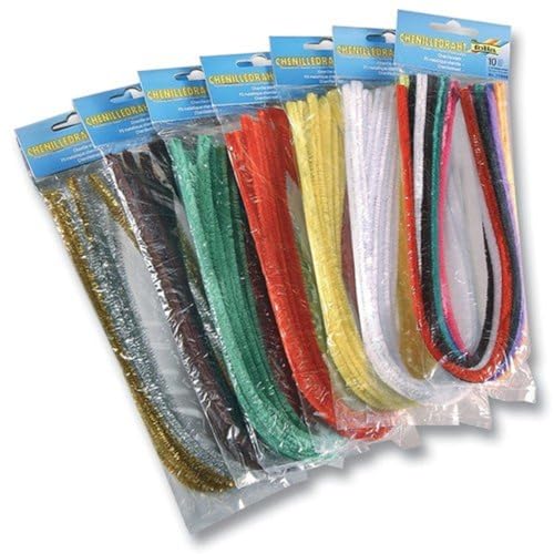 Chenille Wire Pipe Cleaners 100 Assorted in 10 Colours, Diameter 8 mm and 50 cm Long, Ideal for Children to Craft and Design Animals, Figures and Other Shapes