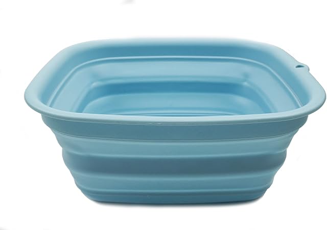SAMMART 7.7L Collapsible Tub - Foldable Dish Tub - Portable Washing Basin - Space Saving Plastic Washtub (Sea Angel)