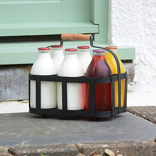 CKB LTD Melkfles Houder Poedergecoat Staaldraad Metalen Houdt 6 Melkflessen Deurstep Krat Carrier Traditionele 25 x B27… - Image 6